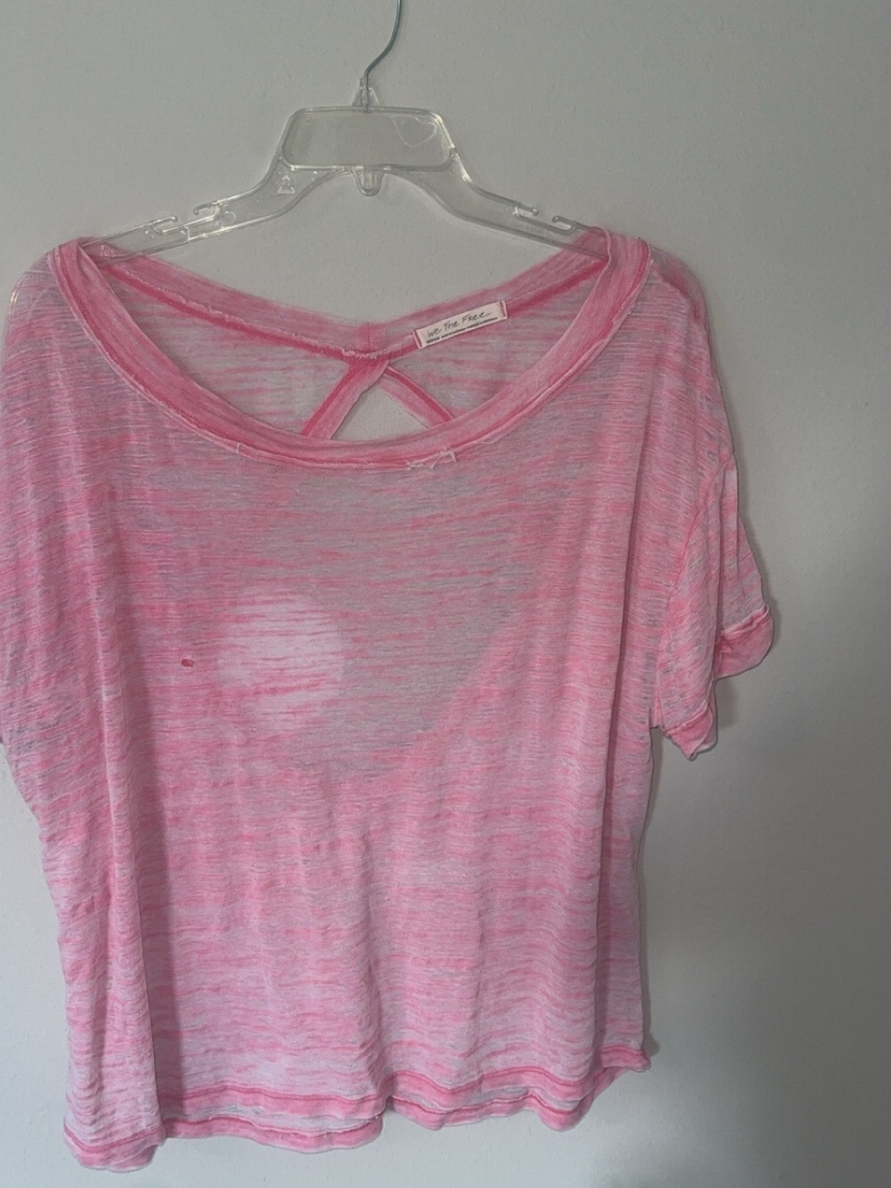 FP Movement by Free People Pink Lightweight Long-Sleeve Tee with Crisscross Back